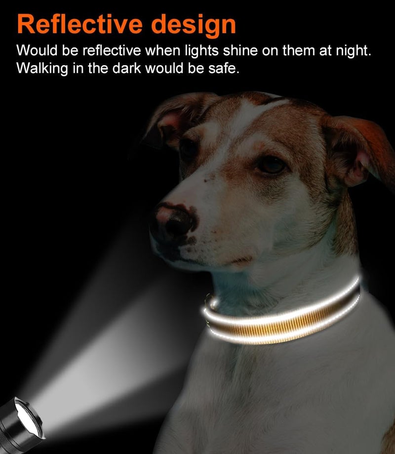 Joytale Reflective Dog Collar, Soft Neoprene Padded, Metal D-Ring, Nylon Pet Collar Adjustable for Puppy and Small Dogs, Khaki, XS - Image 5
